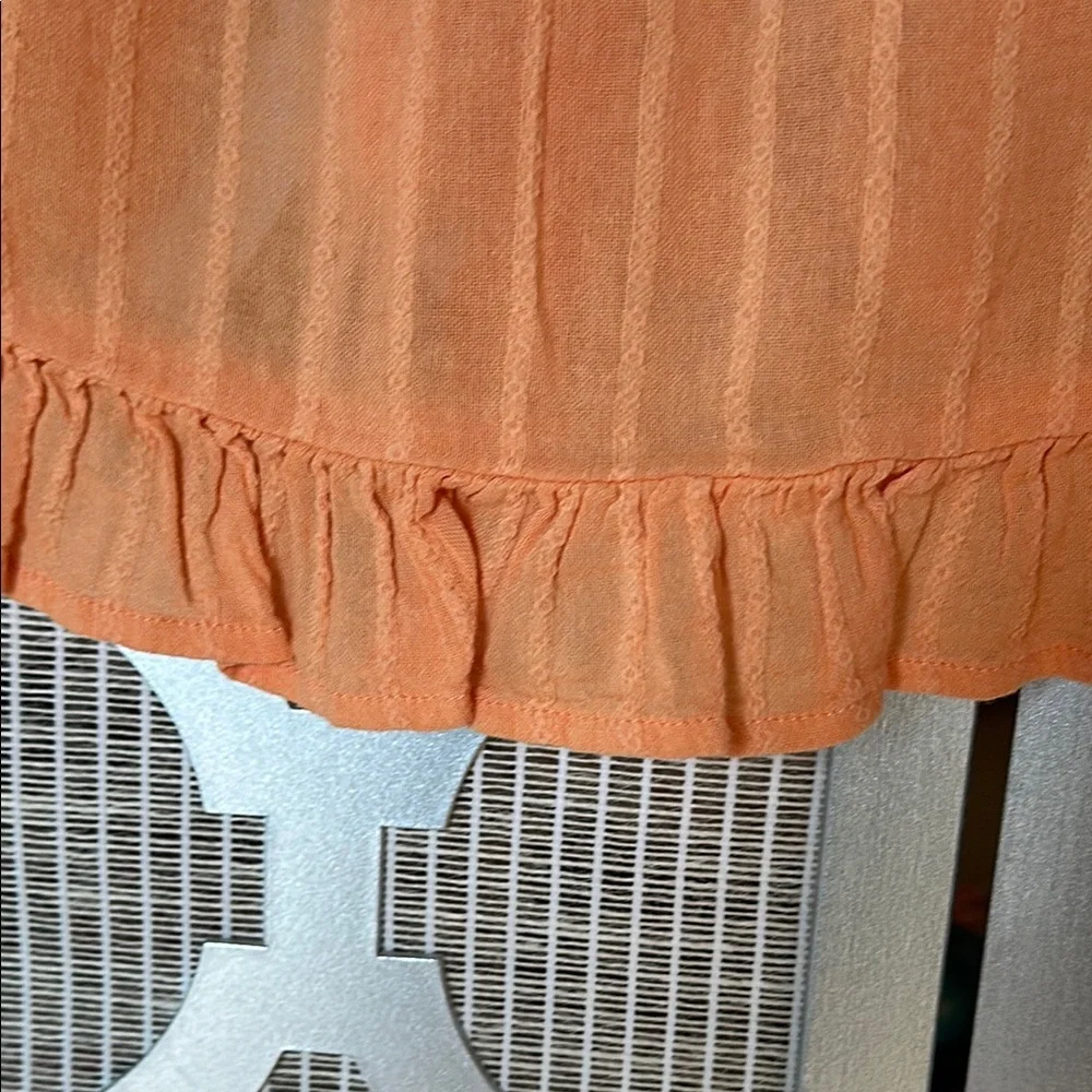 American Eagle Outfitters Orange Crop Blouse with Ruffled Tie Front